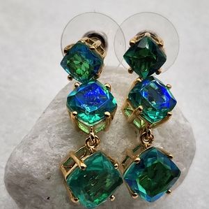 Peacock Quartz, Triplet. Earrings.